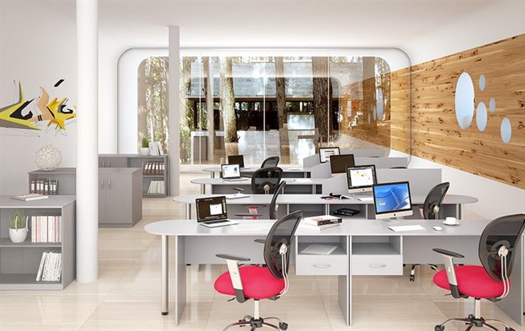 Офисный комплект мебели SIMPLE с эргономичными столами и тумбами в Бузулуке - изображение 1